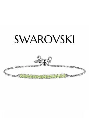 Peridot Swarovski Element Bolo Bracelet in Sterling Silver